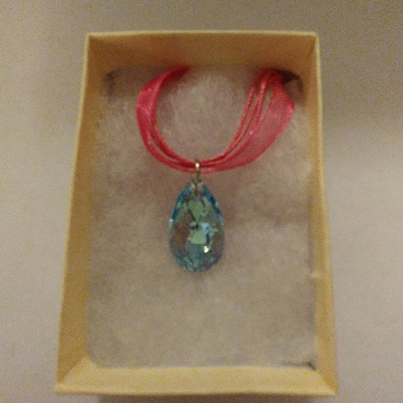 Aruba Blue Crystal Teardrop Necklace - Picture 3 of 8